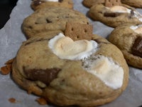 s'mores cookies with marshmallows and chocolate chips